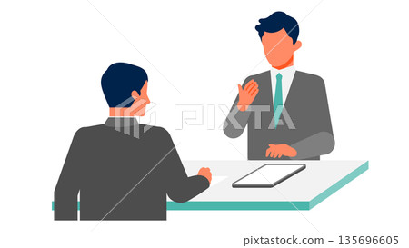 圖示:在平板電腦上進行商務演示,解釋面對面提案和決策過程 圖示:在平板電腦上進行商務演示,解釋面對面提案和決策過程 135696605