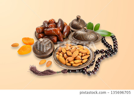 Ramadan feast with dried fruits and nuts Ramadan feast with dried fruits and nuts 135696705