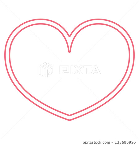 Simple, cute, pop design red and pink heart-shaped material (double line, transparent) 135696950