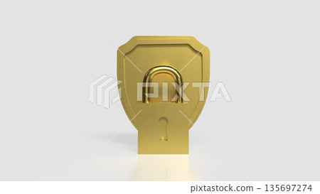 Golden Padlock Securing Digital Privacy And Cyber Protection Concept 3d render. 135697274