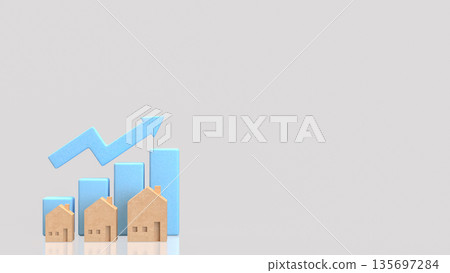 Real Estate Market Growth Concept with Rising Property Value Chart 3d render. 135697284