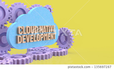 Cloud Native Development Workflow with Automation Gears Concept 3d render. 135697287