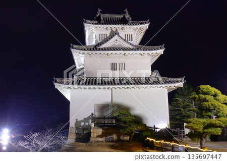 夜幕下的丸龜城主天守閣(香川縣丸龜市) 夜幕下的丸龜城主天守閣(香川縣丸龜市) 135697447