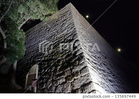 High stone walls of Marugame Castle (Marugame City, Kagawa Prefecture) 135697449