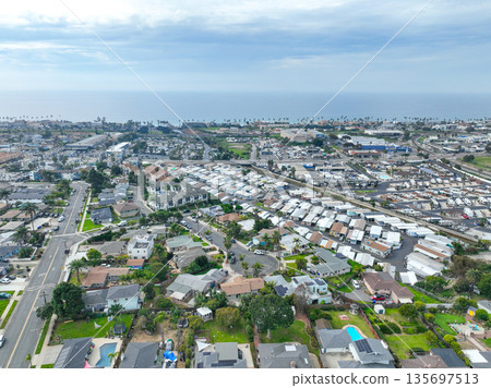 Aerial view of houses in Oceanside town in San Diego, California. USA 135697513