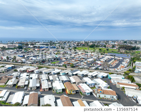 Aerial view of houses in Oceanside town in San Diego, California. USA 135697514
