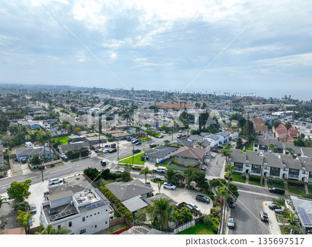 Aerial view of houses in Oceanside town in San Diego, California. USA Aerial view of houses in Oceanside town in San Diego, California. USA 135697517