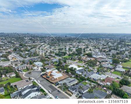 Aerial view of houses in Oceanside town in San Diego, California. USA 135697519