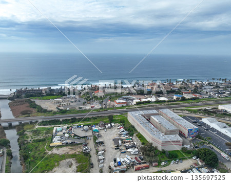 Aerial view of houses in Oceanside town in San Diego, California. USA Aerial view of houses in Oceanside town in San Diego, California. USA 135697525