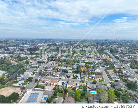 Aerial view of houses in Oceanside town in San Diego, California. USA 135697527