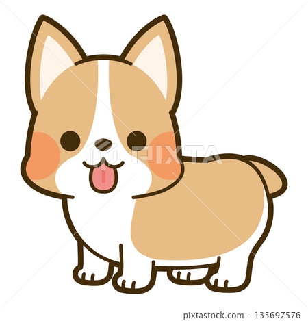 可愛的柯基犬插圖 135697576