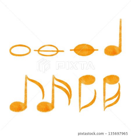 Musical notes set including whole, half, quarter and eighth notes with flipped variations, hand-painted watercolor isolated on white background, ideal for music education, worksheets and sheet design Musical notes set including whole, half, quarter and eighth notes with flipped variations, hand-painted watercolor isolated on white background, ideal for music education, worksheets and sheet design 135697965