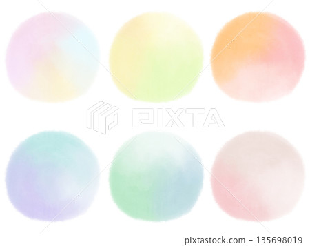 Colorful watercolor textured circles: frame material set Colorful watercolor textured circles: frame material set 135698019
