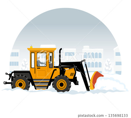 Snowplow that clears snow from the road_Snowplow Dozer Snowplow that clears snow from the road_Snowplow Dozer 135698133