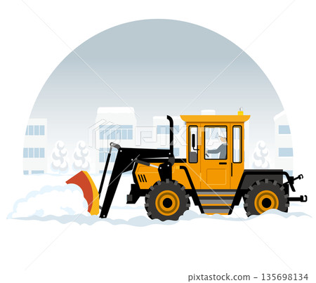 Snowplow that clears snow from the road_Snowplow Dozer Snowplow that clears snow from the road_Snowplow Dozer 135698134