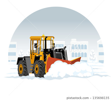 Snowplow that clears snow from the road_Snowplow Dozer 135698135
