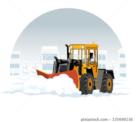 Snowplow that clears snow from the road_Snowplow Dozer Snowplow that clears snow from the road_Snowplow Dozer 135698136