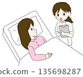 Medical illustration of a nurse explaining to a hospitalized patient 135698287