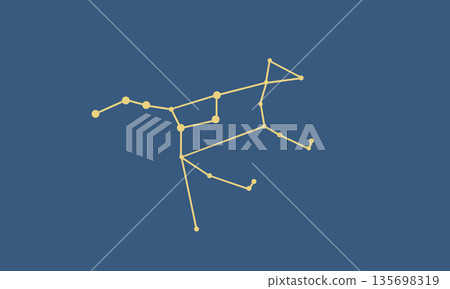 大熊座星座線(金色)的插圖,背景為深藍色 大熊座星座線(金色)的插圖,背景為深藍色 135698319