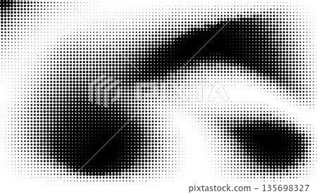Vector monochrome halftone pattern with circular dots creating a fluid wave shape 135698327