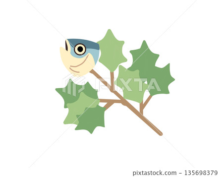 節分冬青沙丁魚插圖 135698379