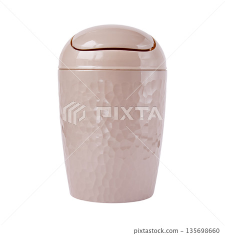 A 1-liter tabletop trash can in beige. This container is perfect for keeping your bathroom countertop tidy and organized, wherever convenient storage of small waste is needed. A 1-liter tabletop trash can in beige. This container is perfect for keeping your bathroom countertop tidy and organized, wherever convenient storage of small waste is needed. 135698660
