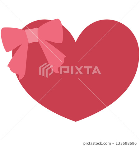 Simple, cute, pop design with red heart-shaped ribbon 135698696