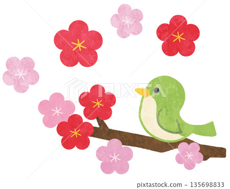 梅花與叢鶯圖示插圖 梅花與叢鶯圖示插圖 135698833
