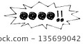 Speech bubbles containing images of violent language, insults, abuse, and screaming 135699042