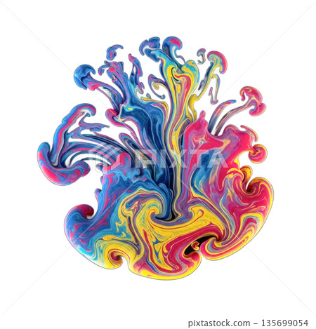 Vibrant High Contrast Ink Drop Diffusion isolated on transparent background. 135699054