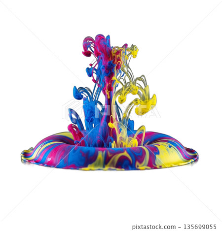 Vibrant High Contrast Ink Drop Diffusion isolated on transparent background. 135699055