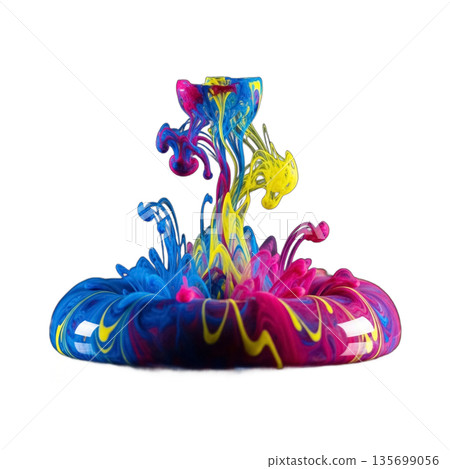 Vibrant High Contrast Ink Drop Diffusion isolated on transparent background. 135699056