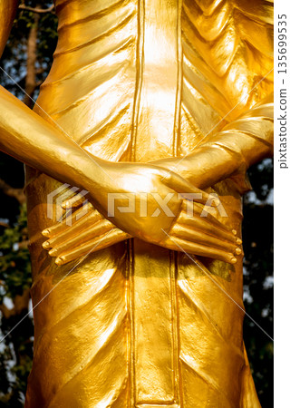 Symbols of Buddhism. Hands of buddist statues. South-Eastern Asia. Symbols of Buddhism. Hands of buddist statues. South-Eastern Asia. 135699535