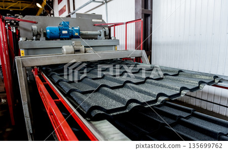 Metal sheet forming machine at the modern metalwork factory. Metal sheet forming machine at the modern metalwork factory. 135699762