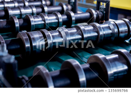 Metal sheet forming machine at the modern metalwork factory. Metal sheet forming machine at the modern metalwork factory. 135699766