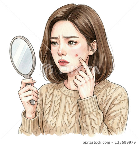 女人看著痤瘡 135699979