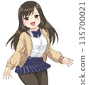 Moe anime-style character portrait: A high school girl in a uniform wearing black tights 135700021