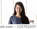 Positive young Asian business professional woman posing for head shot 135701037