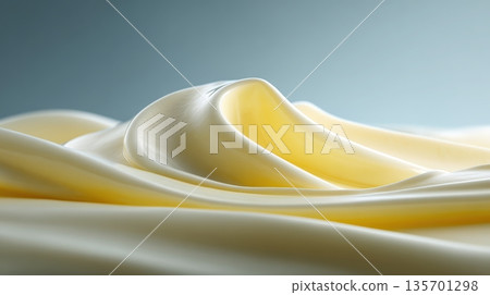 Close-Up of Cream Layer Forming Atop Milk with Soft Gradient Backdrop 135701298