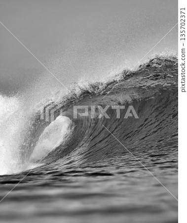 Dynamic Monochrome Depiction, Vivid Black And White Waterscape 135702371