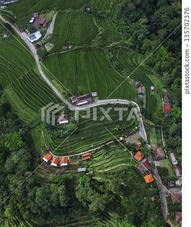 Scenic Rural Landscape, Peaceful Countryside Showing Vibrant Waterlogged Fields Scenic Rural Landscape, Peaceful Countryside Showing Vibrant Waterlogged Fields 135702376