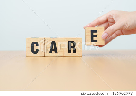 wooden block Care. Health, Heal, Treatment, Therapy, Nursing, wellness and healthcare concepts wooden block Care. Health, Heal, Treatment, Therapy, Nursing, wellness and healthcare concepts 135702778