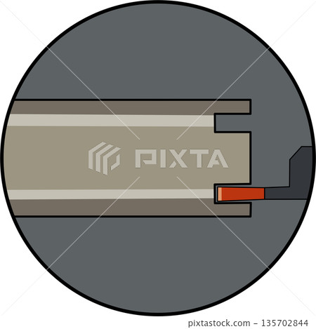 An illustration of Face grooving process on a workpiece 135702844
