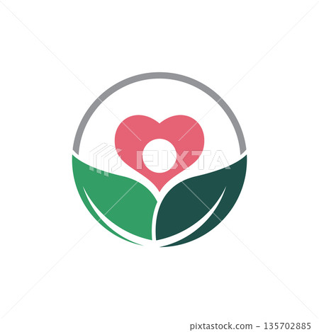 Healthy Care Heart Leaf Logo 135702885