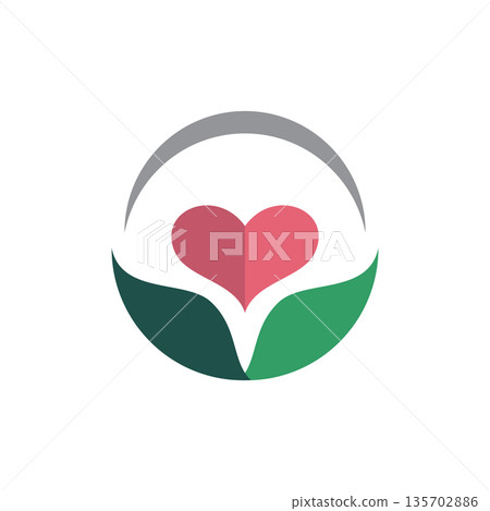 Healthy Care Heart Leaf Logo 135702886