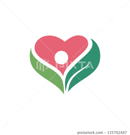 Healthy Care Heart Leaf Logo 135702887