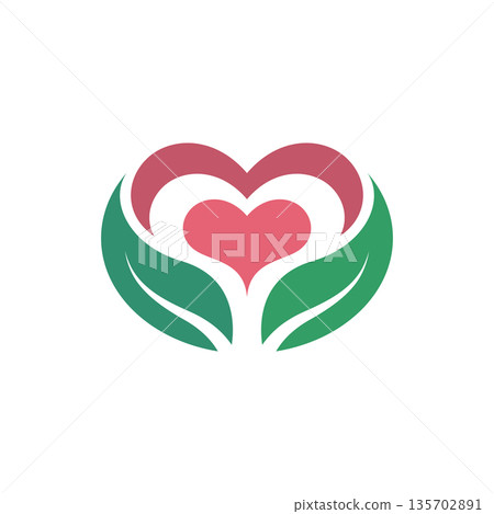 Healthy Care Heart Leaf Logo Healthy Care Heart Leaf Logo 135702891