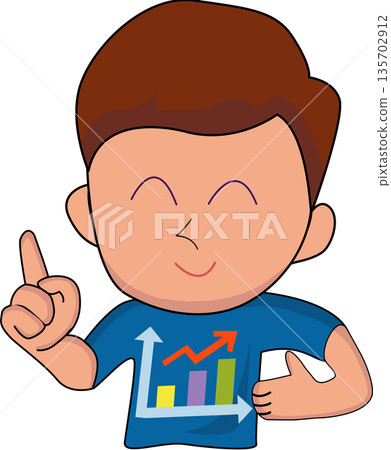Illustration of A Boy with Growth Chart Illustration of A Boy with Growth Chart 135702912