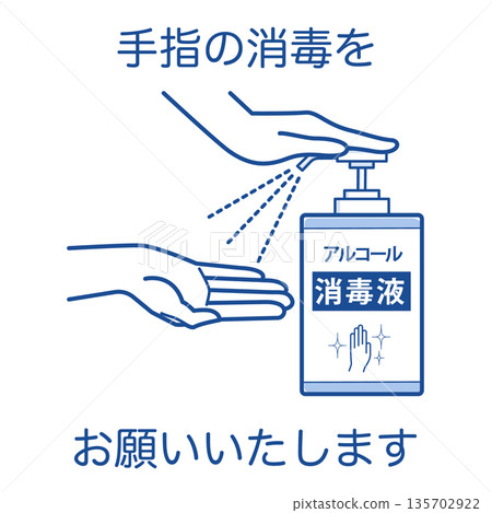Please disinfect your hands (alcohol disinfectant, main blue line) 135702922