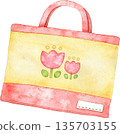 Watercolor illustration of a lesson bag (red) 135703155